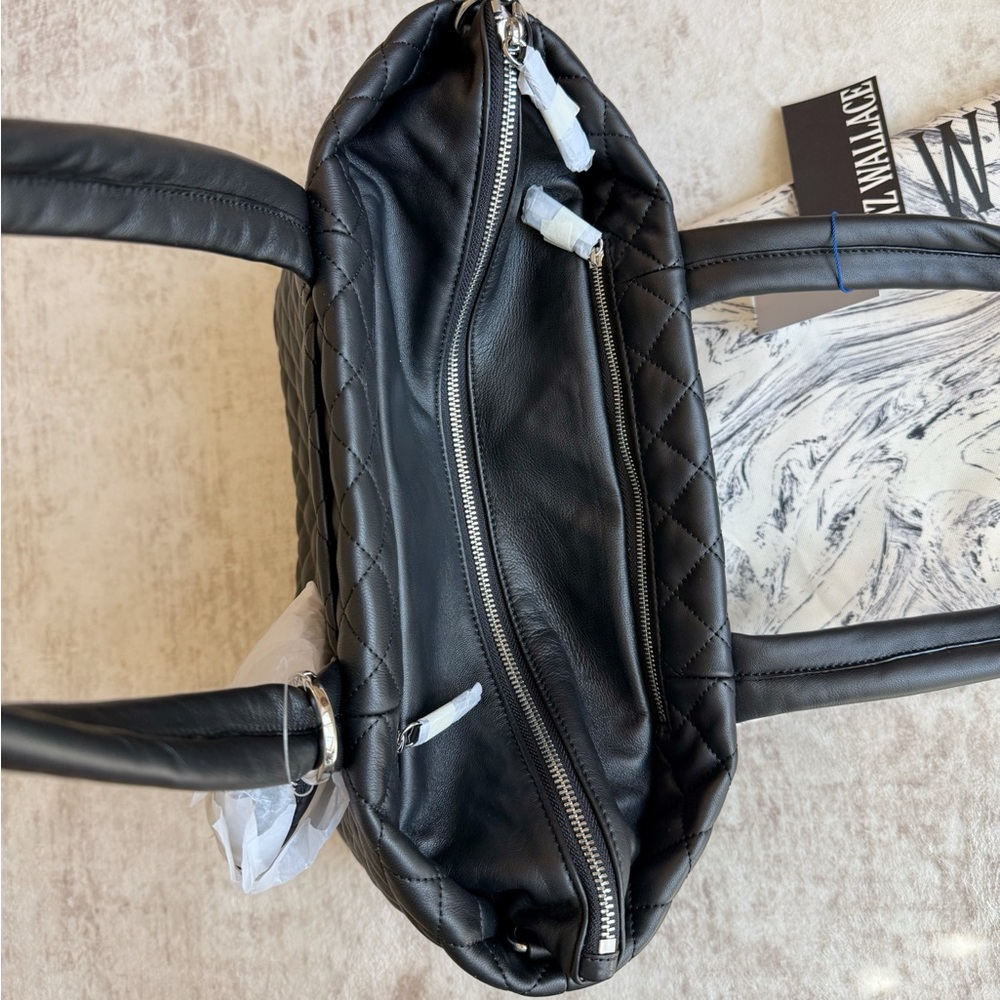MZ Wallace Black Quilted Leather Small Metro Tote with Long Handle - Picture 7 of 8